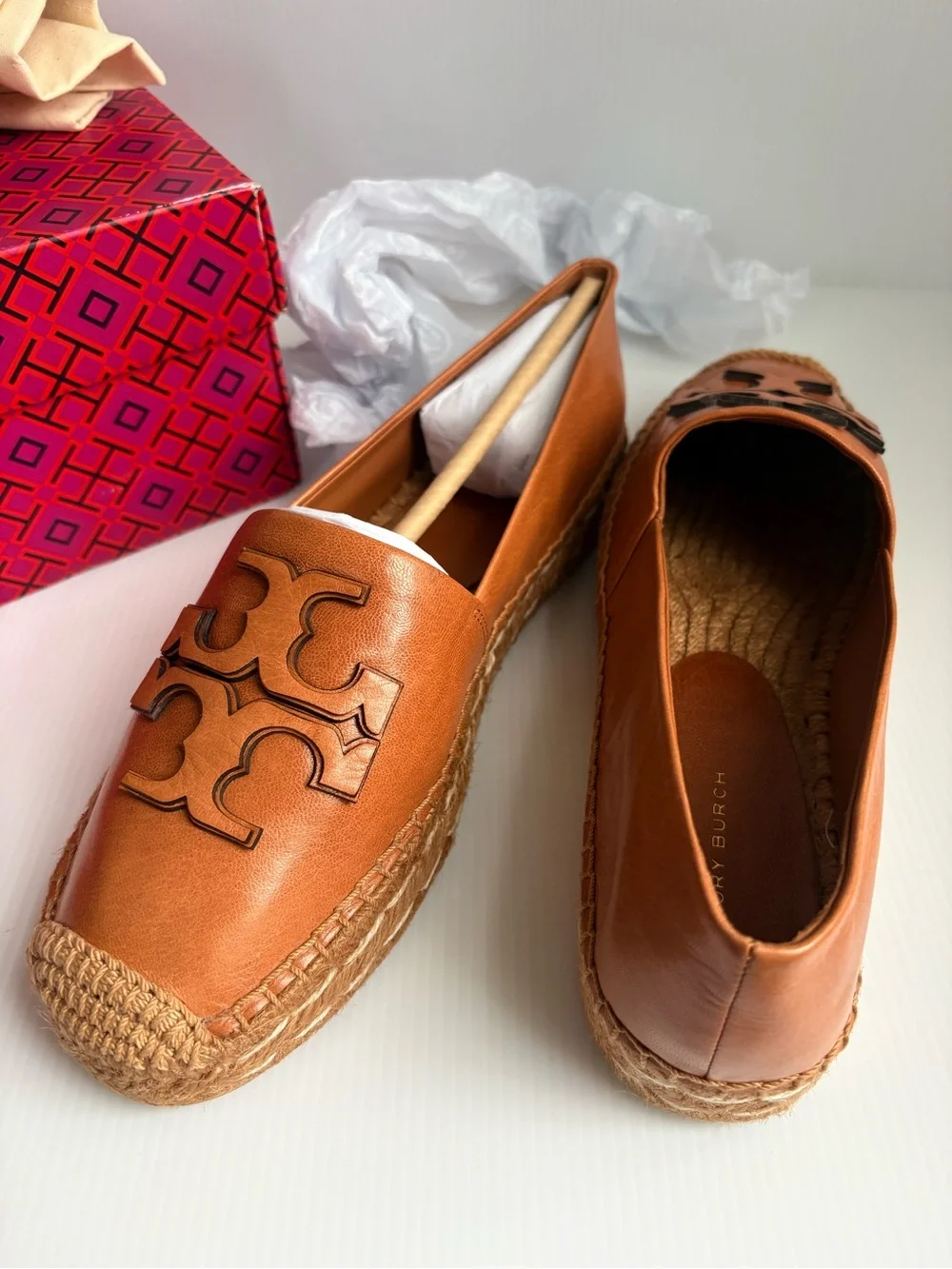 Tory Burch Women's INES Platform Espadrilles Tan 8.5 NIB